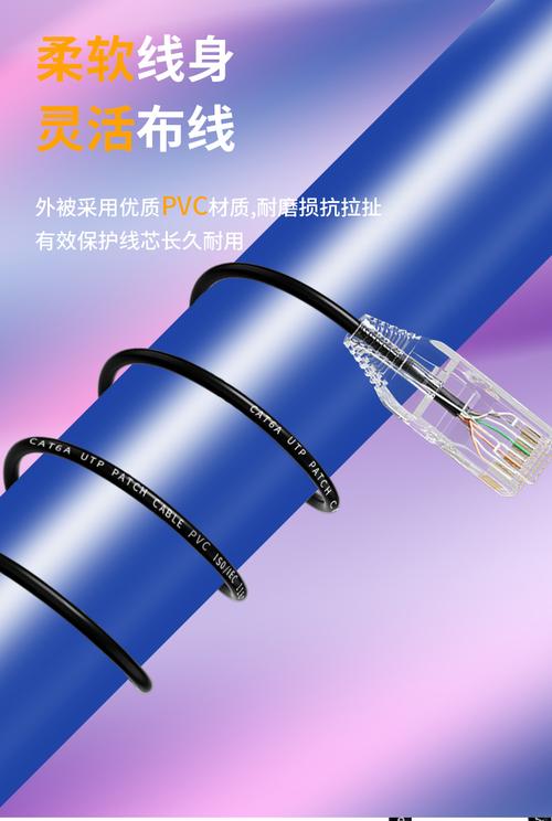 千天qantop超六类万兆成品极细网线电脑路由器机房网络跳线连接线蓝色